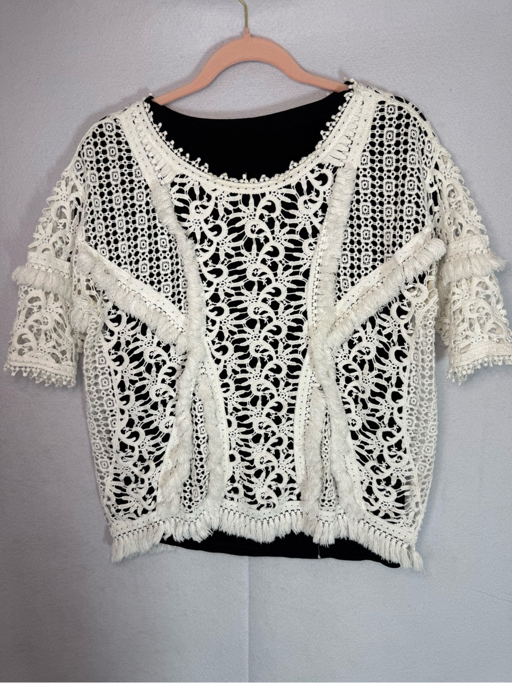 Anthropologie Yoana Baraschi - 100% Cotton - White Crochet Lace Top - Size S